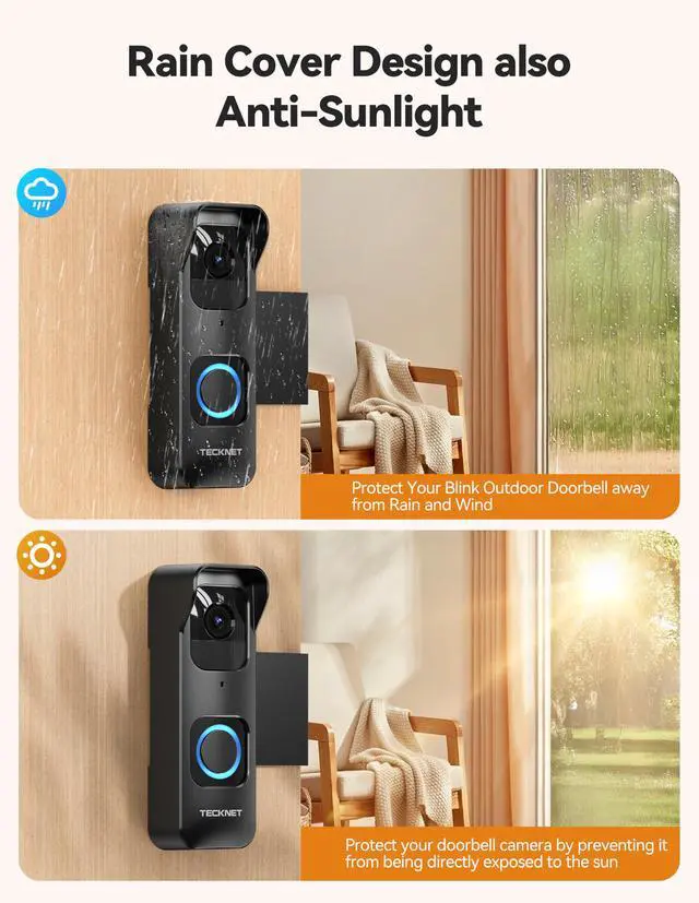 Alt view image 6 of 7 - Anti-Theft Blink 1st Gen Doorbell Mount Bracket Wide-Angle(Not for 2025 Newest 2nd Gen Models), Weatherproof with Rain Cover, Renter Friendly,No-Drill Install for Home/Apartment Door, Black