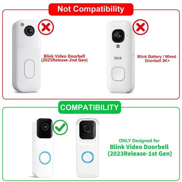 Alt view image 2 of 6 - Adhesive Door Mount Compatible with Blink Video Doorbell (2021&2023 Release), No-Drill Mounting Bracket, Not for Blink Battery Doorbell 2K+ /Blink Video Doorbell (2025 2nd Gen), Black