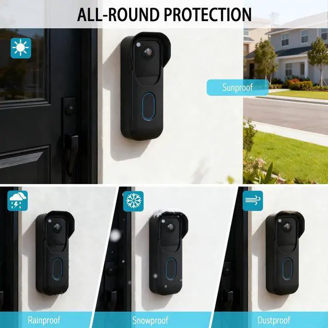 Alt view image 3 of 7 - Blink Doorbell Camera Cover - Weatherproof Silicone Protective Case with Brim for for Blink Video Doorbell 2025 New Model (2nd Gen), Full Protection, Easy Installation (Black)