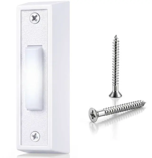 Main image of Lighted Doorbell Button, Wall Mounted Doorbell Switch with LED Light, Garage Doorbell Button, Wired Door Bell Push Buttons (White Light)