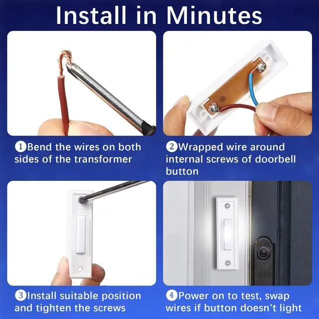 Alt view image 3 of 7 - Lighted Doorbell Button, Wall Mounted Doorbell Switch with LED Light, Garage Doorbell Button, Wired Door Bell Push Buttons (White Light)