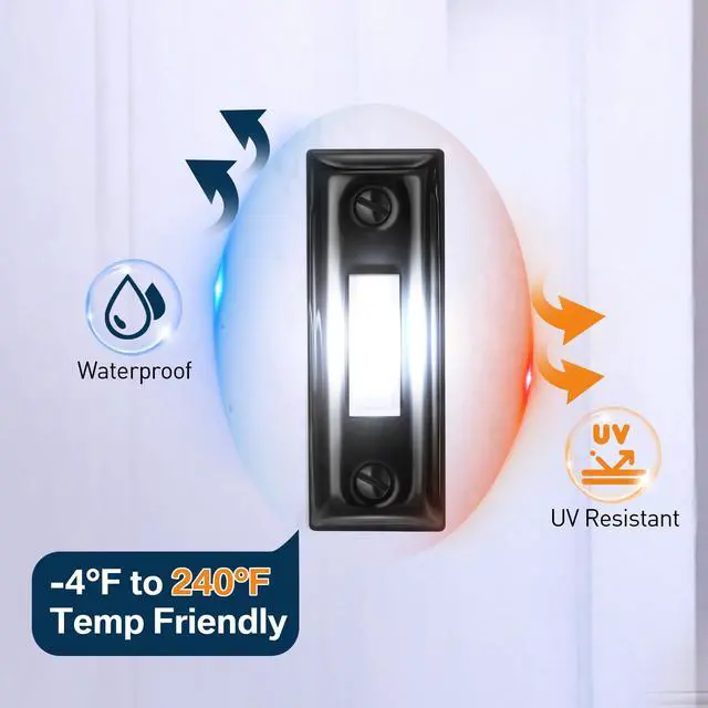 Alt view image 4 of 7 - Metal Doorbell Push Button, LED Wired Doorbell, Black,White Light | Heavy Duty LED Lighted Wall Mounted Door Bell Push Buttons for Home Universal Garage Opener Switch, Property in Copyright