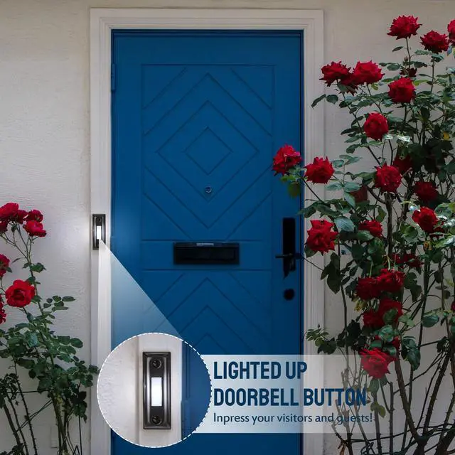Alt view image 5 of 7 - Metal Doorbell Push Button, LED Wired Doorbell, Black,White Light | Heavy Duty LED Lighted Wall Mounted Door Bell Push Buttons for Home Universal Garage Opener Switch, Property in Copyright