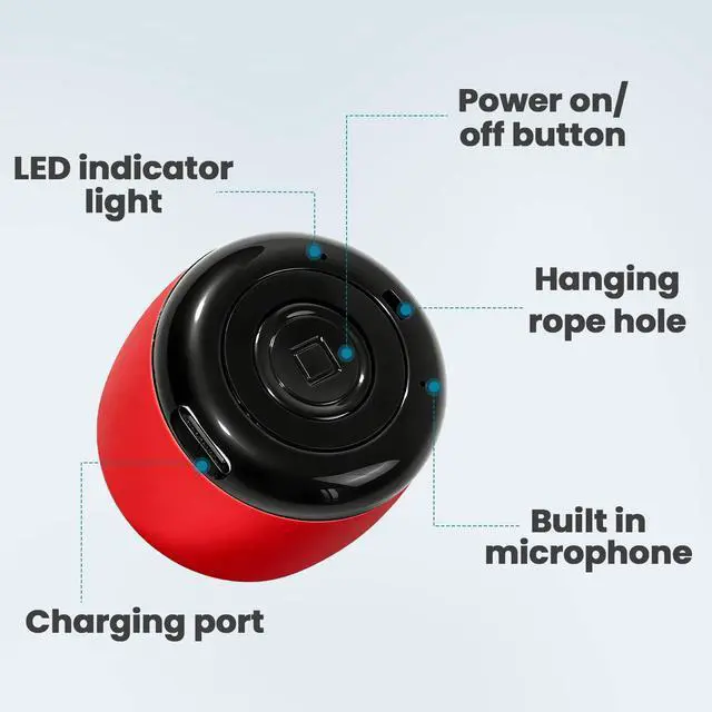 Alt view image 5 of 7 - Best Mini Portable Bluetooth Speaker with HD Sound & Bass (Red) | Smallest Wireless Bluetooth Speakers for Phone/PC/Tablet I Photo Selfie Button Answer Phone Calls I Cute Tiny Speaker