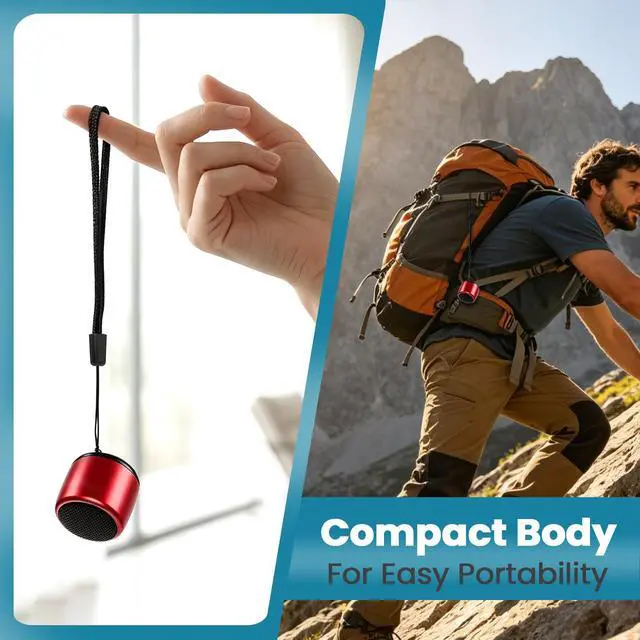 Alt view image 6 of 7 - Best Mini Portable Bluetooth Speaker with HD Sound & Bass (Red) | Smallest Wireless Bluetooth Speakers for Phone/PC/Tablet I Photo Selfie Button Answer Phone Calls I Cute Tiny Speaker