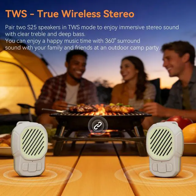 Alt view image 6 of 7 - Wearable Bluetooth Speaker, Magnetic Clip on Mini Speaker, TWS Built-in Mic | Small Portable Speaker, IPX6 Waterproof, 2.2oz, 5.4 Bluetooth, Hands-Free Call, Gifts for Men Women, Outdoor Indoor Golf