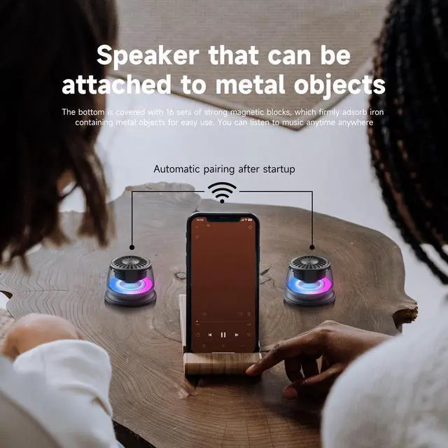 Alt view image 6 of 7 - Wireless Mini Bluetooth Magnetic Speaker Enhanced Bass and High Definition Sound, Portable Design, for iPhone, iPad,Nexus,Laptops and More