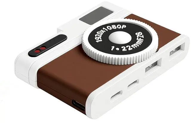 Main image of USB C Hub, 4-Port USB Hub with 2 USB-A 2.0 & 2 USB-C Ports, Compact Vintage Camera-Style USB Hub Adapter for Laptop, MacBook, Tablet & Accessories