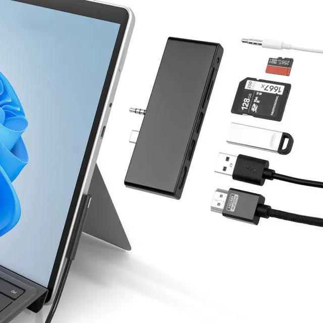 Main image of 6-in-1 USB C Microsoft Surface Go Docking Station, Surface Go Hub with 2*USB 3.0 Ports, 3.5mm Audio, 4k@30Hz HDMI, SD/TF Card Reader,USB C Hub for Microsoft Surface Go 1/2/3/4