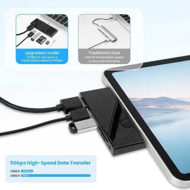 Alt view image 4 of 5 - 6-in-1 USB C Microsoft Surface Go Docking Station, Surface Go Hub with 2*USB 3.0 Ports, 3.5mm Audio, 4k@30Hz HDMI, SD/TF Card Reader,USB C Hub for Microsoft Surface Go 1/2/3/4