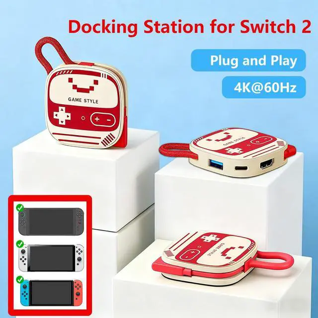 Alt view image 4 of 5 - TV Dock Station for Switch 2, 3-in-1 USB C Portable TV Docking Station Replacement with 4K@60Hz HDMI Adapter/PD 100W/USB 3.0, Travel Dock for Nintendo Switch2/ Switch1/ OLED/Steam Deck