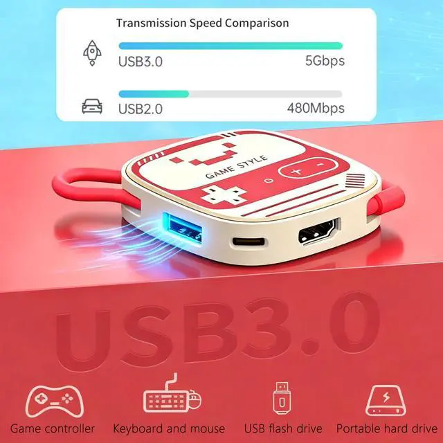 Alt view image 5 of 5 - TV Dock Station for Switch 2, 3-in-1 USB C Portable TV Docking Station Replacement with 4K@60Hz HDMI Adapter/PD 100W/USB 3.0, Travel Dock for Nintendo Switch2/ Switch1/ OLED/Steam Deck