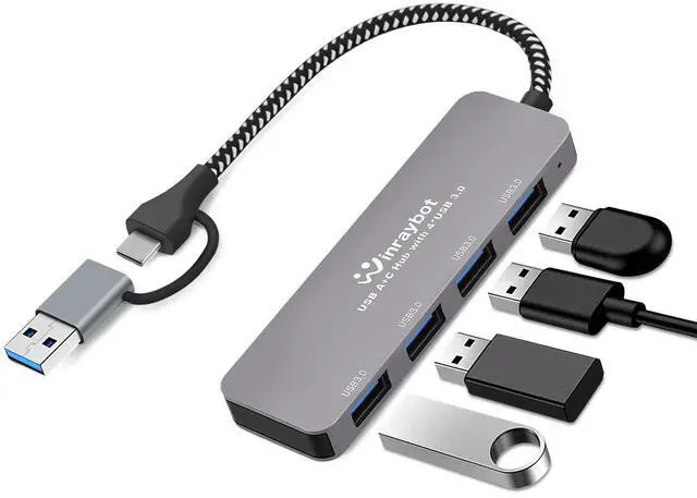 Main image of USB Hub for Laptop, USB 3.0 Splitter USB C Hub Extender Multiple USB Port Hub for Laptop, PC, Mouse, Keyboard, USB C Splitter with 4 USB 3.0 Port