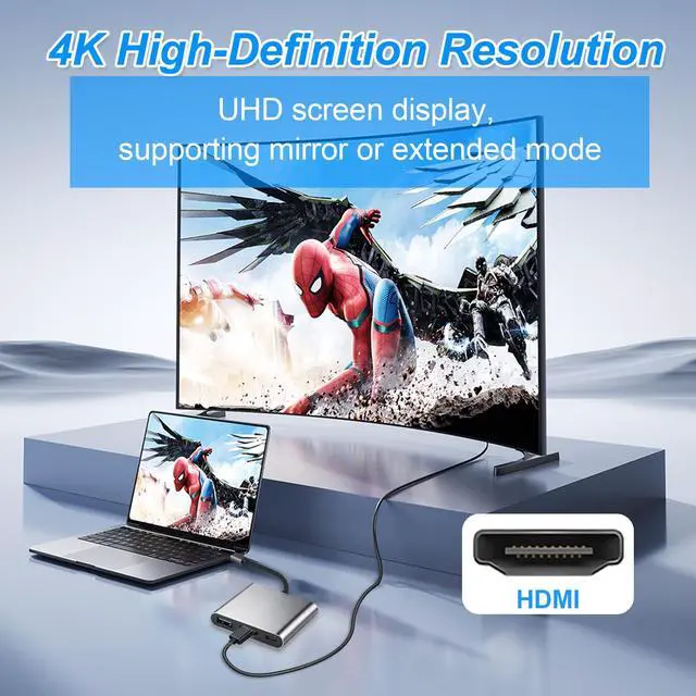Alt view image 5 of 7 - 3-in-1 USB C to HDMI Adapter, Hub with 4K HDMI Output for Type C Devices | 100W PD Fast Charging & USB 3.0 Port, Digital AV Multiport Dongle