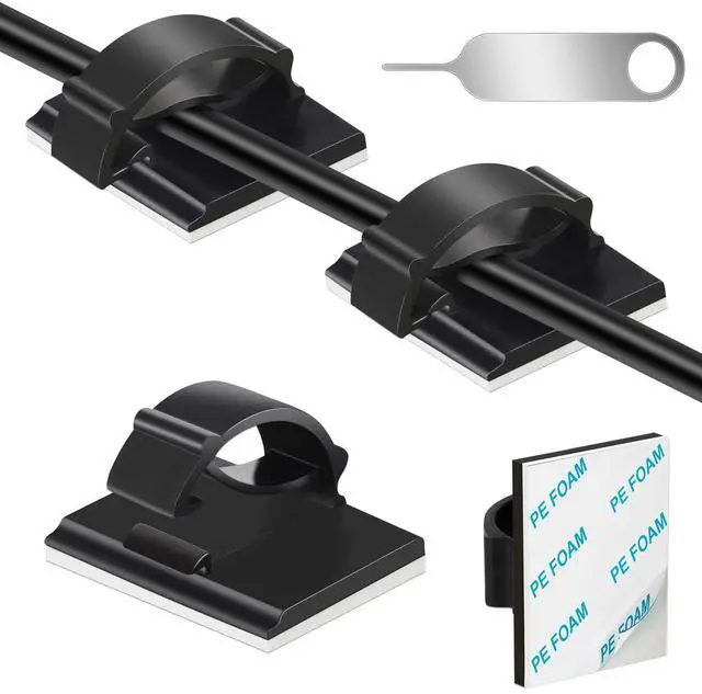 Main image of Adhesive Cable Holder Management Wire Clips 50 Pcs BlackSuitable for Cables with a Diameter of 6mm in Cars, Houses, and Offices