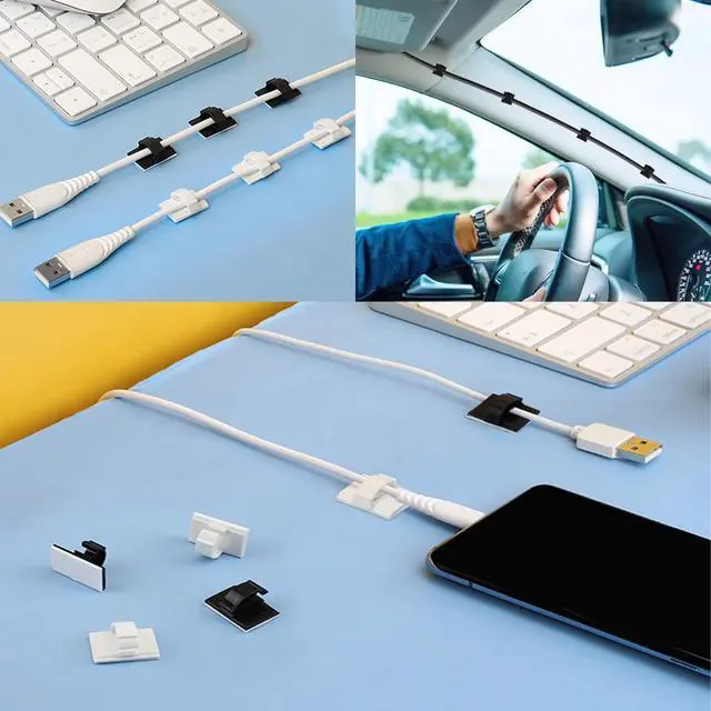 Alt view image 7 of 7 - Adhesive Cable Holder Management Wire Clips 50 Pcs BlackSuitable for Cables with a Diameter of 6mm in Cars, Houses, and Offices