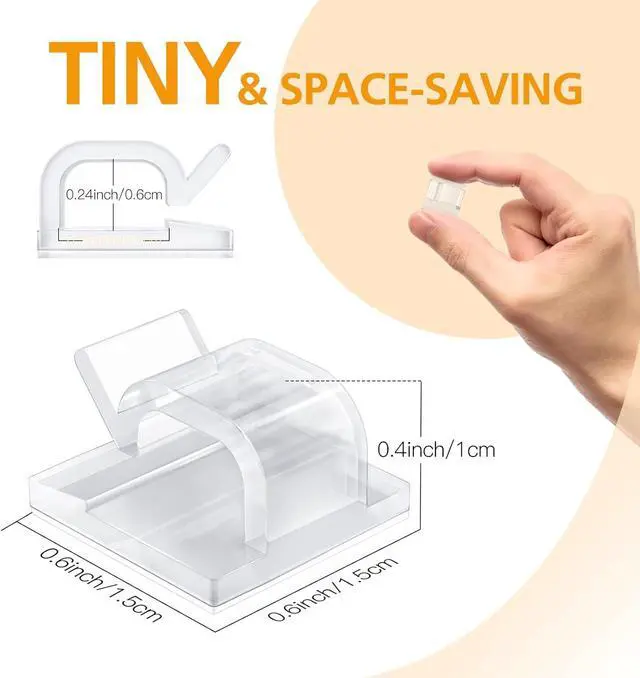 Alt view image 4 of 7 - 110Pcs Cable Clips with Adhesive Tapes, Wire Holder Organizer Cord Management for Car, Office and Home - Clear | Wire Management for Car, Office, and Home, Decoration Fairy Light Sticky Hooks