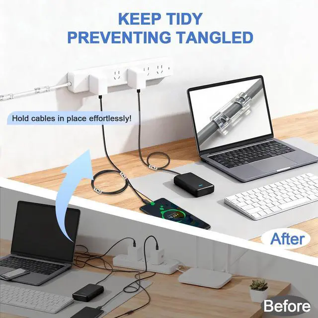Alt view image 5 of 7 - Adhesive Cable Wire Clips Clear (20 PCS) with Screw Holes - Strong Sticky or Screw-Mountable Cord Holders for Wall, Under Desk, Car, PC & Ethernet Cords, Indoor/Outdoor Christmas Lights Organizer