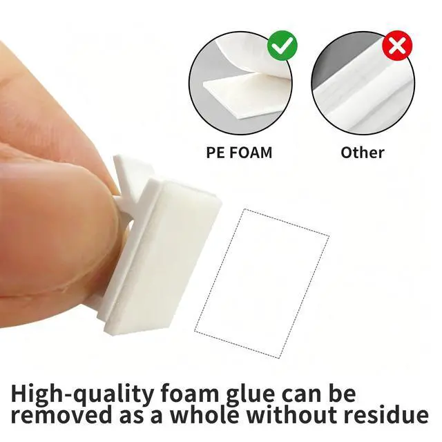 Alt view image 6 of 7 - 10 Pack Adhesive Cable Clips for Cord Management, Small Wire Holders for Desk Wall Car, Strong Sticky Cable Organizer for Phone Charger, USB, TV, Ethernet & More (10, White)