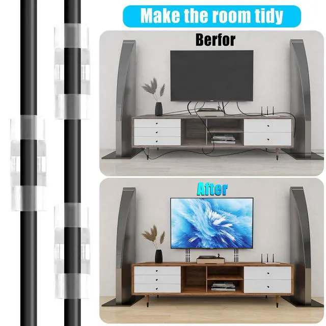 Alt view image 7 of 7 - 50pcs Medium Self Adhesive Cable Clips Clear,Wire Clips Cable Management Wire Organizer Cord Holder for Under Desk, Car, Wall, TV PC Ethernet Cable