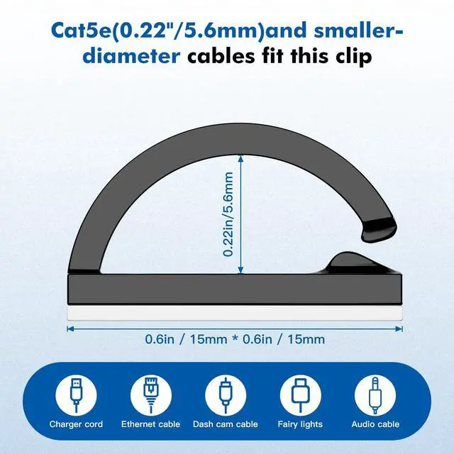 Alt view image 2 of 6 - 120Pcs Adhesive Cable Clips, Black Small, Cord Holder, Cord Clips for Dash cam, Ethernet Cable, Christmas Lights, USB, Phone Chargers, The Wall, Desk, nightstand, Car