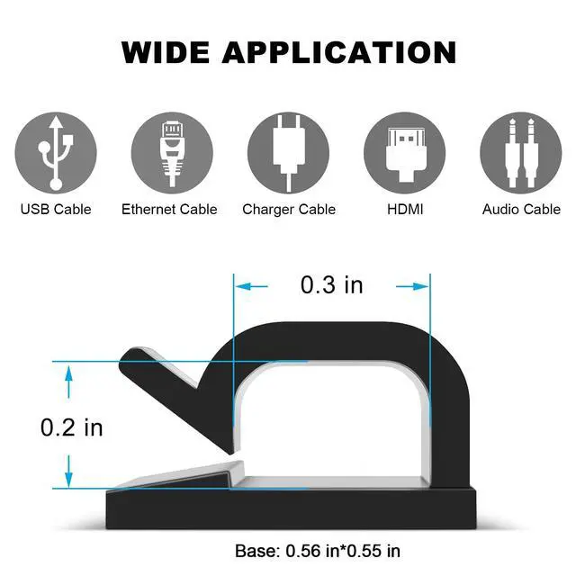 Alt view image 3 of 6 - 60 PCS Adhesive Cable Clips, Upgraded Wall Wire Clips for Cable Management, Strong Cord Clips Wire Holders for The Wall, Under Desk, Christmas Lights, Car, Dash Cam, Ethernet, Electric Wires Small
