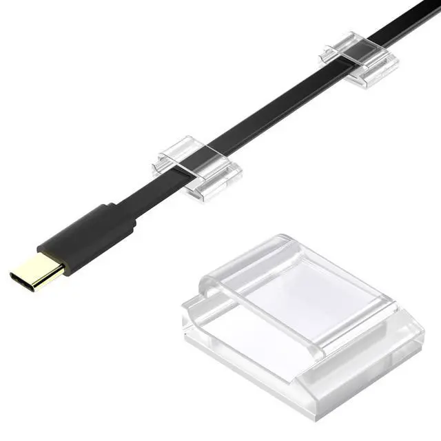 Main image of Flat Ethernet Cable Clips, 60 PCS Adhesive Wire Clips, Clear | Flat Cord Clips Small Cable Holder Management for Wall Ethernet Network Cord Organizer, Decoration Fairy Light Sticky Hooks