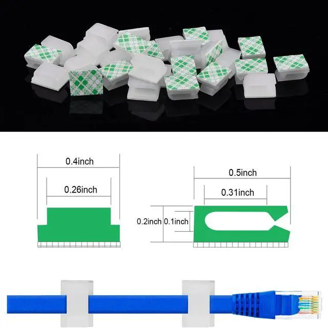 Alt view image 2 of 7 - 100 Pcs Adhesive Cable Clips Wire Clips Management Wire Cable Holder Clamps Tie Cord Holder for Car Outdoor Wall String Lights Desk Home Office(Small, White)