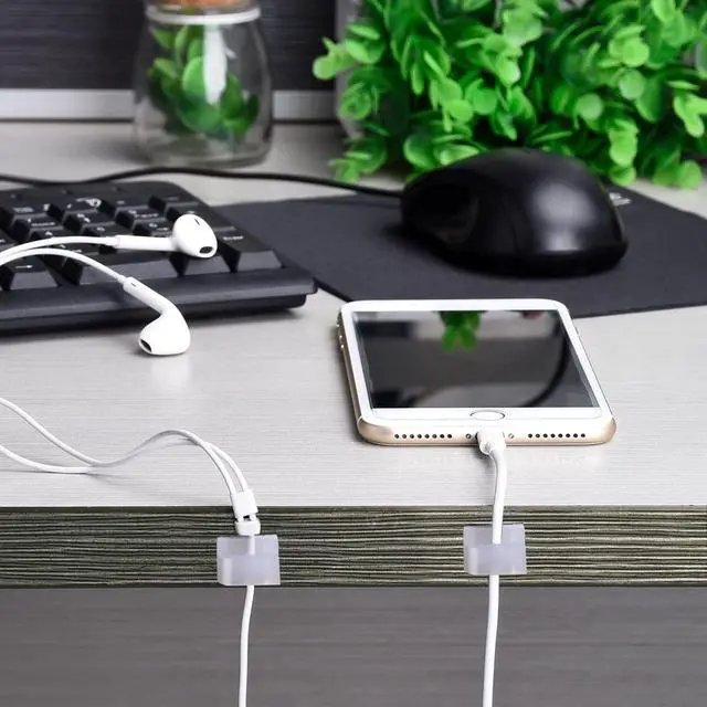 Alt view image 4 of 7 - 100 Pcs Adhesive Cable Clips Wire Clips Management Wire Cable Holder Clamps Tie Cord Holder for Car Outdoor Wall String Lights Desk Home Office(Small, White)