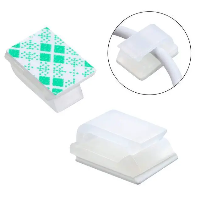 Alt view image 6 of 7 - 100 Pcs Adhesive Cable Clips Wire Clips Management Wire Cable Holder Clamps Tie Cord Holder for Car Outdoor Wall String Lights Desk Home Office(Small, White)