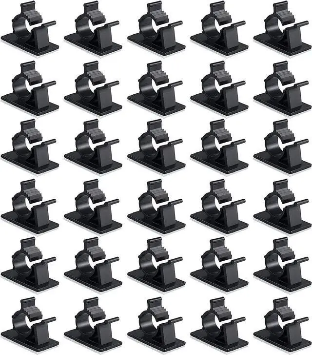 Main image of 30 Pcs Black Clips Self Adhesive Backed Nylon Wire Adjustable Cable Clips Adhesive Cable Management Drop Wire Holder | Nylon Self Adhesive Cable Clips Cord Organizer for Desk,Wall