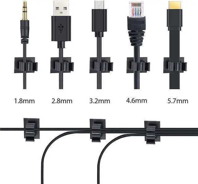 Alt view image 2 of 7 - 30 Pcs Black Clips Self Adhesive Backed Nylon Wire Adjustable Cable Clips Adhesive Cable Management Drop Wire Holder | Nylon Self Adhesive Cable Clips Cord Organizer for Desk,Wall