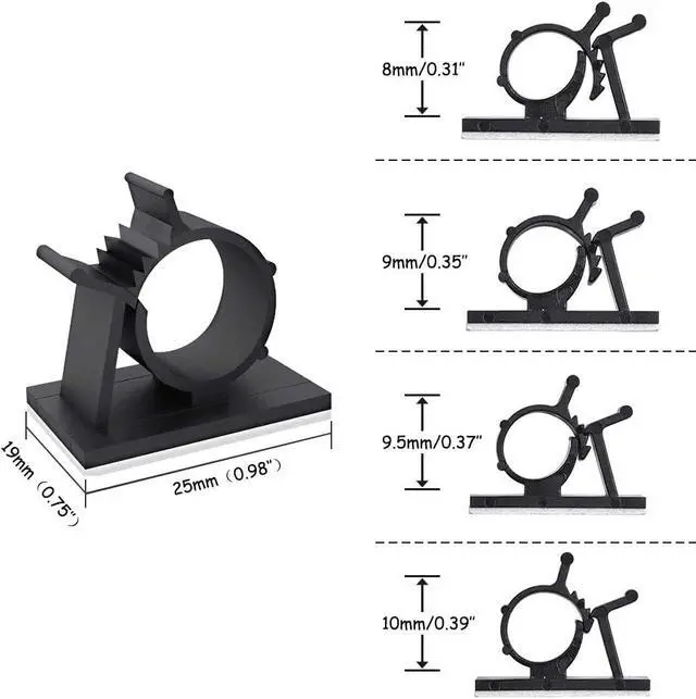 Alt view image 3 of 7 - 30 Pcs Black Clips Self Adhesive Backed Nylon Wire Adjustable Cable Clips Adhesive Cable Management Drop Wire Holder | Nylon Self Adhesive Cable Clips Cord Organizer for Desk,Wall