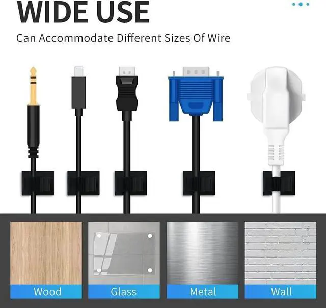 Alt view image 6 of 7 - 30 Pcs Black Clips Self Adhesive Backed Nylon Wire Adjustable Cable Clips Adhesive Cable Management Drop Wire Holder | Nylon Self Adhesive Cable Clips Cord Organizer for Desk,Wall