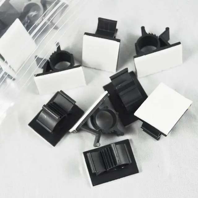 Alt view image 7 of 7 - 30 Pcs Black Clips Self Adhesive Backed Nylon Wire Adjustable Cable Clips Adhesive Cable Management Drop Wire Holder | Nylon Self Adhesive Cable Clips Cord Organizer for Desk,Wall