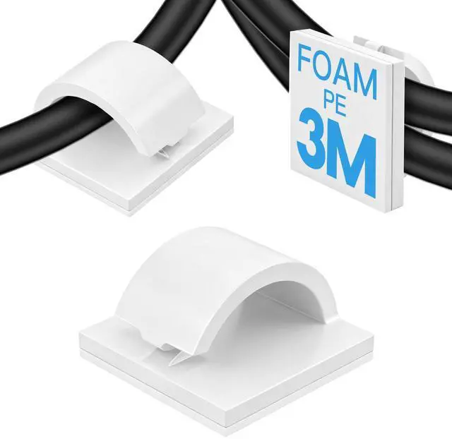 Main image of 50Pcs Strong Adhesive Cable Clips, Dash cam Clips, car Wire Clips,Cord Organizer Cable Management,Cord Holder for Under Desk TV wall nightstand Office Home