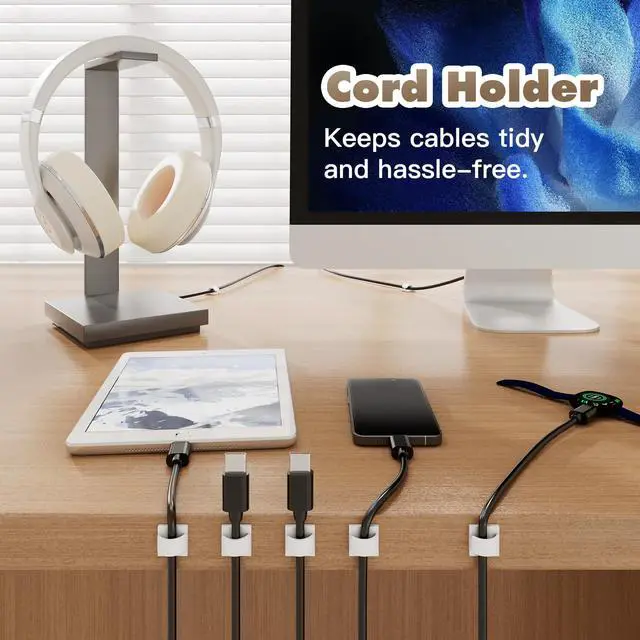 Alt view image 5 of 6 - 50Pcs Strong Adhesive Cable Clips, Dash cam Clips, car Wire Clips,Cord Organizer Cable Management,Cord Holder for Under Desk TV wall nightstand Office Home