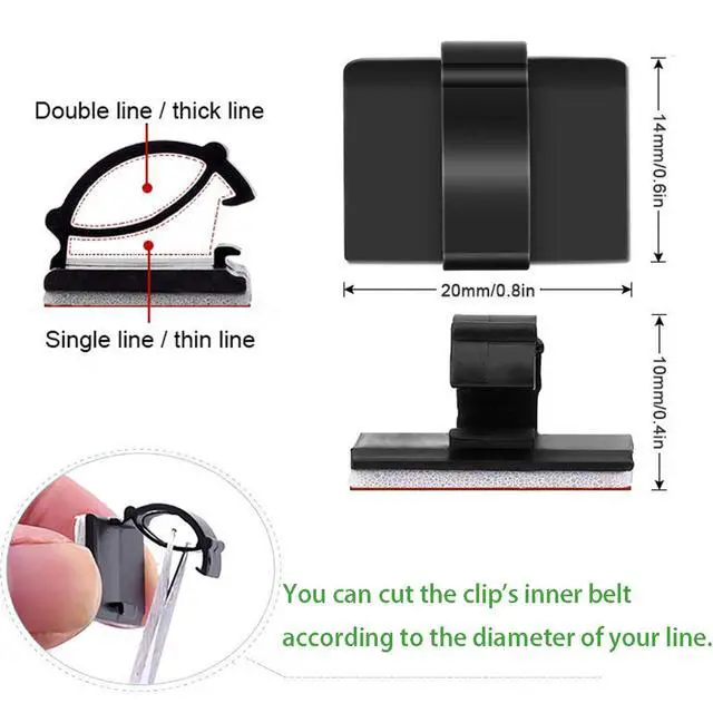 Alt view image 2 of 7 - Cable Clips Self with 3M Adhesive Cord Organizer Hooks for Office Home Car | Wire Holder Clamp Management Strong Sticky for Desk Car Dash Cam Tables Wall Outdoor String Lights, Black 50pcs