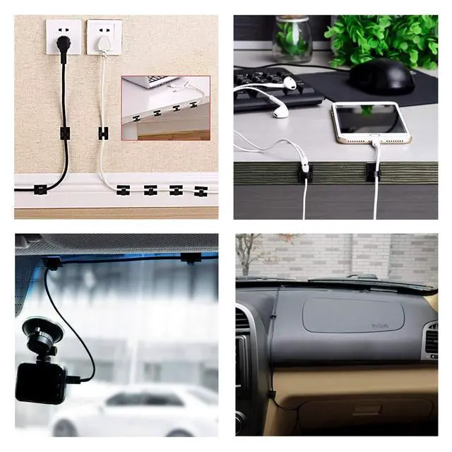 Alt view image 6 of 7 - Cable Clips Self with 3M Adhesive Cord Organizer Hooks for Office Home Car | Wire Holder Clamp Management Strong Sticky for Desk Car Dash Cam Tables Wall Outdoor String Lights, Black 50pcs