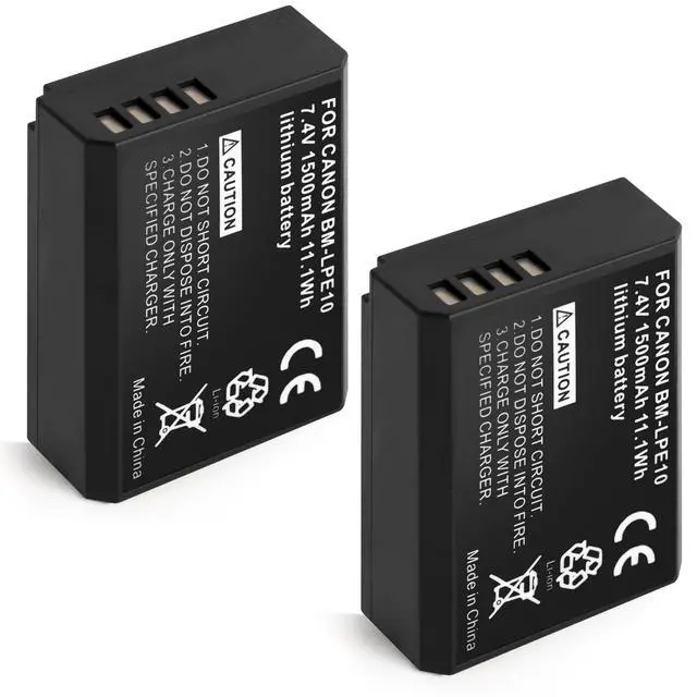 Alt view image 4 of 4 - LP-E10 Battery 2-Pack with USB-C Dual Charger, 1500mAh Replacement Batteries for Canon EOS Rebel T7 T6 T5 T3 T100, Kiss X50 X70 X80 X90, EOS 1100D 1200D 1300D 1500D 2000D 3000D 4000D Cameras
