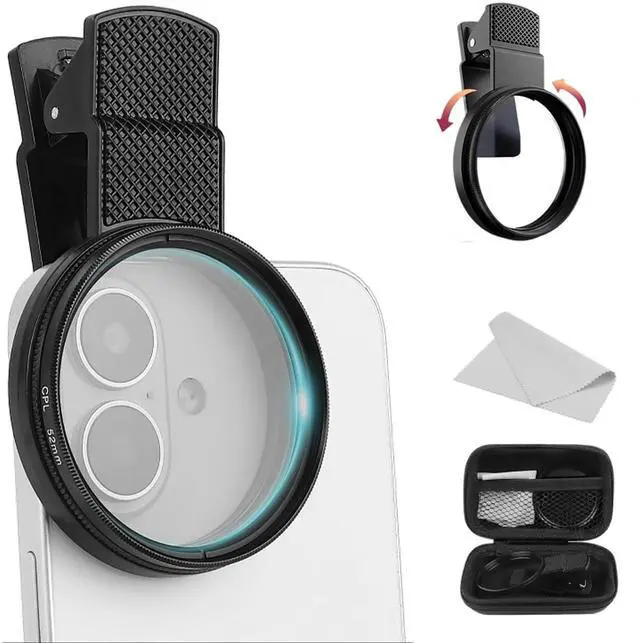 Main image of 52mm Clip-on CPL Phone Camera Filter Kit, Circular Polarizer Filter, CPL Polarizer Phone Camera Lens Filter for iPhone Samsung/Android Smartphones