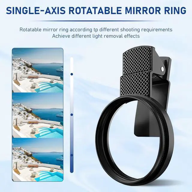 Alt view image 2 of 7 - 52mm Clip-on CPL Phone Camera Filter Kit, Circular Polarizer Filter, CPL Polarizer Phone Camera Lens Filter for iPhone Samsung/Android Smartphones