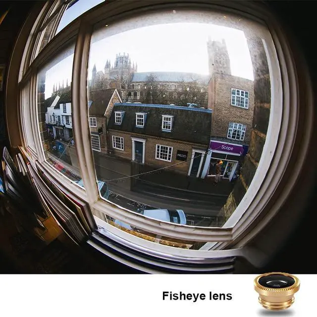 Alt view image 5 of 7 - 3 in 1 Cell Phone Camera Lens Kit Wide Angle Macro Fisheye Lens Universal(Gold)