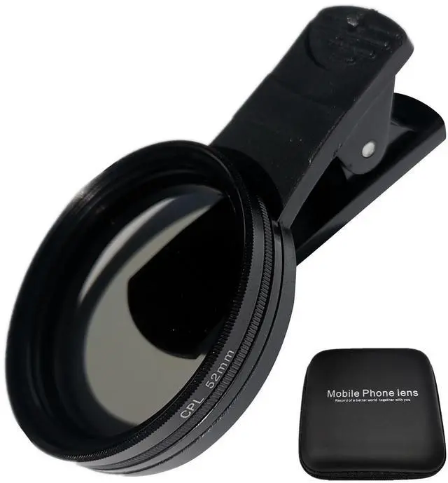 Main image of 52mm Clip-on CPL Phone Camera Lens Filter, Phone Lens Filter Kit, Universal CPL Filter Compatible with iPhoneSamsung/Android Smartphones(Size:52mm)