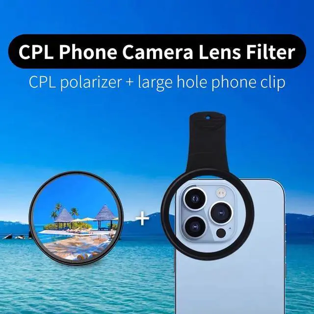 Alt view image 6 of 7 - 52mm Clip-on CPL Phone Camera Lens Filter, Phone Lens Filter Kit, Universal CPL Filter Compatible with iPhoneSamsung/Android Smartphones(Size:52mm)