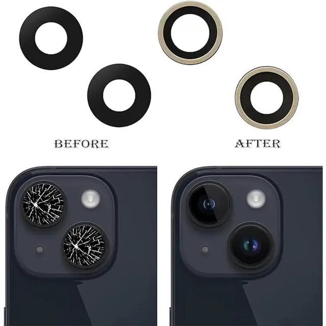 Alt view image 3 of 6 - 2pcs/Set 15 Plus Camera Lens Replacement for iPhone 15 Camera Lens Rear Glass Replacement with Pre-Installed Adhesive + Repair Tool Kit, Anti-Lens Scratch & Waterproof