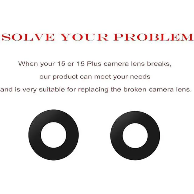 Alt view image 4 of 6 - 2pcs/Set 15 Plus Camera Lens Replacement for iPhone 15 Camera Lens Rear Glass Replacement with Pre-Installed Adhesive + Repair Tool Kit, Anti-Lens Scratch & Waterproof