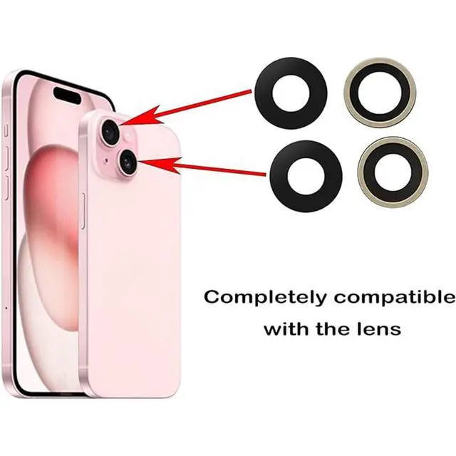 Alt view image 6 of 6 - 2pcs/Set 15 Plus Camera Lens Replacement for iPhone 15 Camera Lens Rear Glass Replacement with Pre-Installed Adhesive + Repair Tool Kit, Anti-Lens Scratch & Waterproof