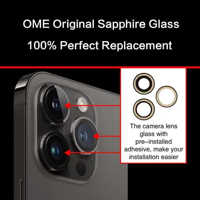 Alt view image 4 of 7 - Back Rear Camera Lens Glass Replacement for iPhone 14 Pro Max 6.7 Inches with Pre-Installed Adhesive, Back Camera Lens Glass kit with Installation Manual + Repair Tool Set