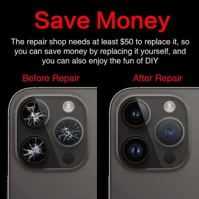 Alt view image 5 of 7 - Back Rear Camera Lens Glass Replacement for iPhone 14 Pro Max 6.7 Inches with Pre-Installed Adhesive, Back Camera Lens Glass kit with Installation Manual + Repair Tool Set